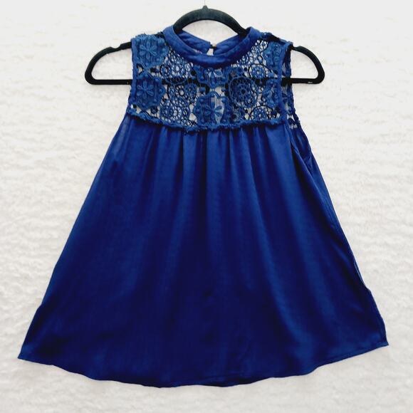 Blouse Size M Babydoll Navy Crochet Unconventional Lace Bodice Fairycore Y2K - Picture 9 of 12